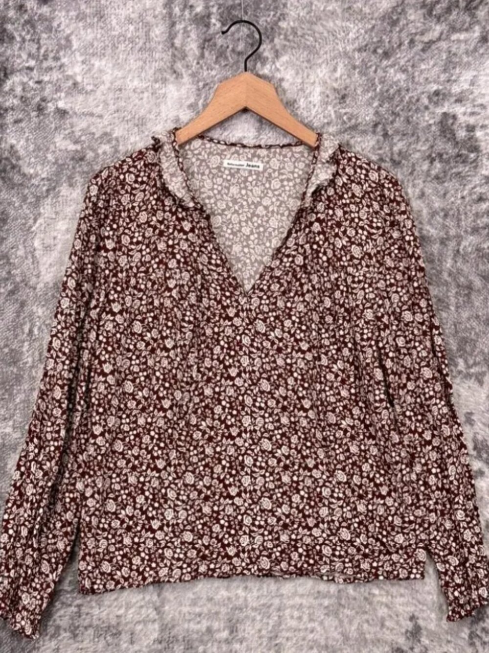 Reformation Amira Top Brown Floral Ruffle Blouse XS - Picture 2 of 7